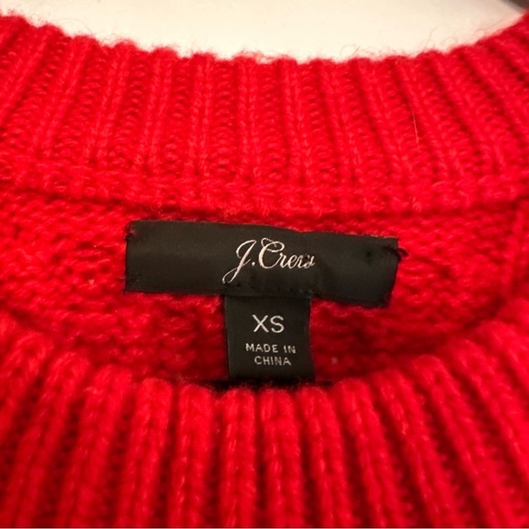 J.Crew Popcorn Cable Knit Fisherman Sweater Red Lambs Wool Size XS - Picture 3 of 6